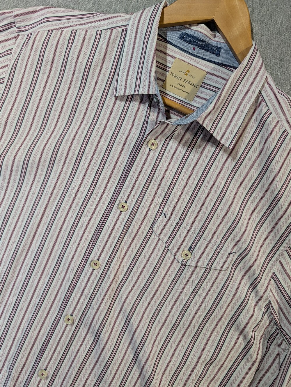 Tommy Bahama Striped Dress Shirt Men's XLT Rad White